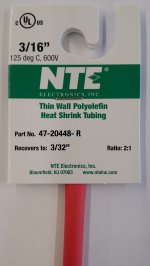 3/16" Red 48" Thin Wall 2:1 Polyolefin Heat Shrink Tubing