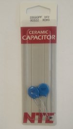 22,000pf/22nf/.022uf 1000V Ceramic Disc Capacitor (2Pk)