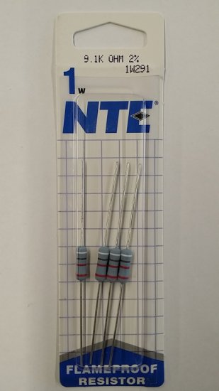 9.1K Ohm 1 Watt Metal Oxide Film Resistor (4Pk) 2% Tolerance