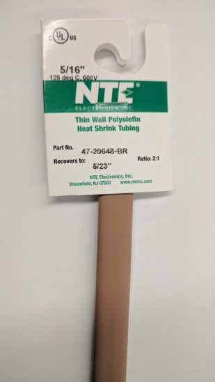 5/16" Brown 48" Thin Wall 2:1 Polyolefin Heat Shrink Tubing