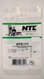 NTE177 Diode Si, 200V 0.25A Gen Purpose Rectifier Fast Switching