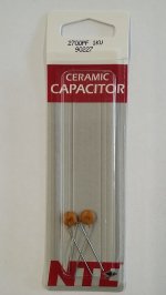2,700pf/2.7nf/0.0027uf 1000V Ceramic Disc Capacitor (2Pk)