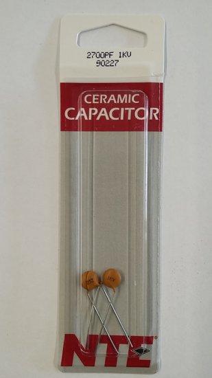 2,700pf/2.7nf/0.0027uf 1000V Ceramic Disc Capacitor (2Pk)