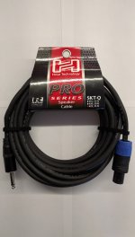 25Ft Pro Speaker Cable REAN Loudspeaker to 1/4in TS 14Awg