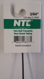 3/64" Black 48" Thin Wall 2:1 Polyolefin Heat Shrink Tubing