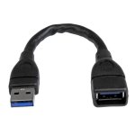 USB 3.0 A-to-A Extension Cable - M/F - 6 in, Black