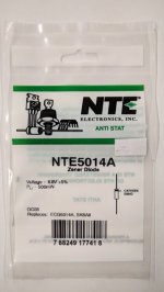 NTE5014A Zener Diode 6.8V 1/2W, DO35