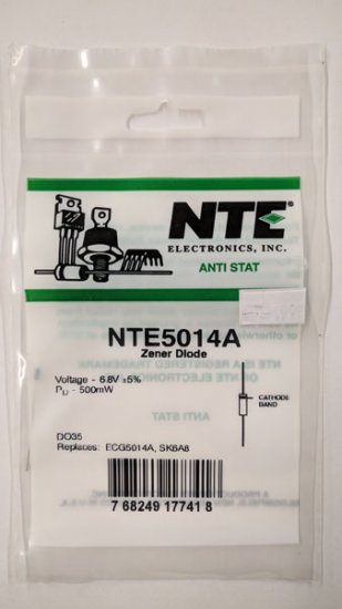 NTE5014A Zener Diode 6.8V 1/2W, DO35