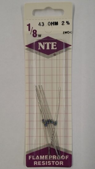 43 Ohm, 1/8W, 2% Metal Film Flameproof Resistor (6Pk)