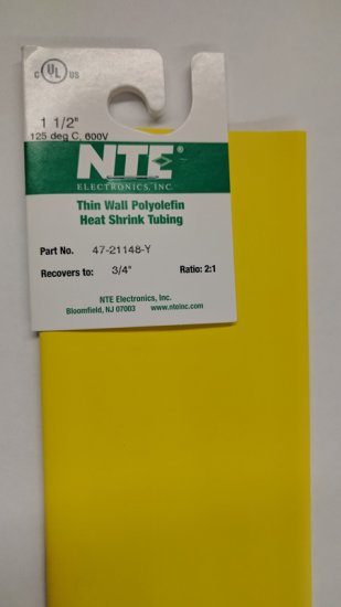1-1/2" Yellow 48" Thin Wall 2:1 Polyolefin Heat Shrink Tubing