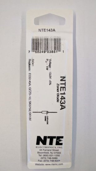 NTE143A Zener Diode (2Pk) 13V 1Watt