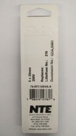 0.125 Amp (125mA) GDA Ceramic Fuse (5Pk) Fast Acting 5x20mm
