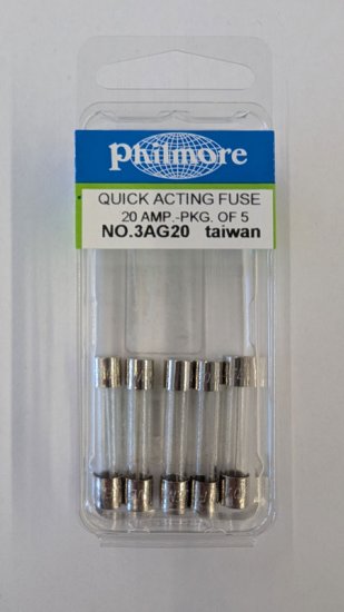 20 Amp 3AG Glass Fuse (5Pk) Fast Acting 1/4"x1-1/4"
