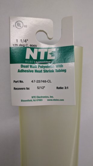 1.25" Clear 48" Dual Wall 3:1 Polyolefin Heat Shrink w/Adhesive