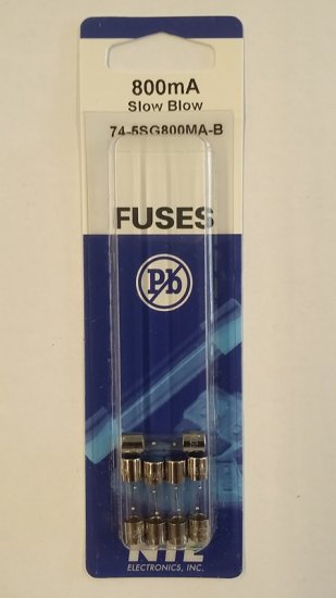 0.8 Amp (800mA) GMD Glass Fuse (5Pk) Slow Blow 5x20mm