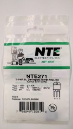 NTE271 T-PNP, Si, Darlington Power Amp (Compl to NTE270)