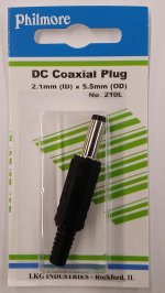 Size M 5.5/2.1mm Coaxial DC Power Plug Inline With Strain Relief