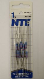 56K Ohm 1 Watt Metal Oxide Film Resistor (10Pk) 2% Tolerance