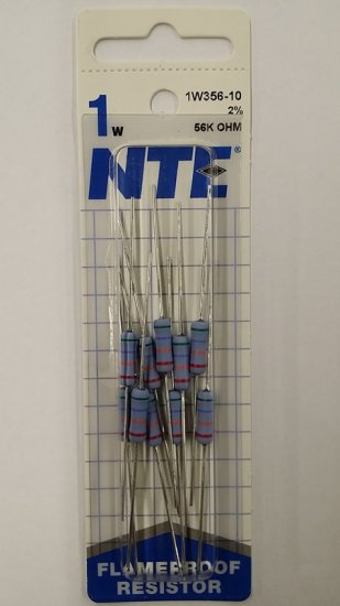 56K Ohm 1 Watt Metal Oxide Film Resistor (10Pk) 2% Tolerance