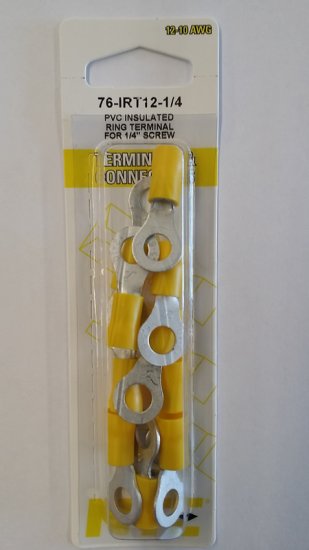 Ring Terminal Insulated Vinyl (PVC) 12-10Awg 1/4" (10Pk)