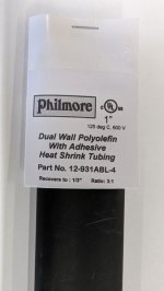 1" Black 48" Dual Wall 3:1 Polyolefin Heat Shrink w/Adhesive