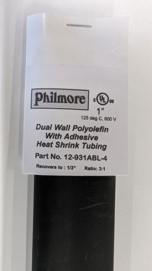 1" Black 48" Dual Wall 3:1 Polyolefin Heat Shrink w/Adhesive