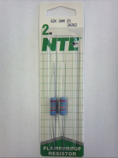 62K Ohm 2 Watt Metal Oxide Film Resistor (2Pk) 2% Tolerance