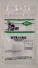 NTE1160 IC, Audio Power Amp, 5.2W, 10-Lead SIP