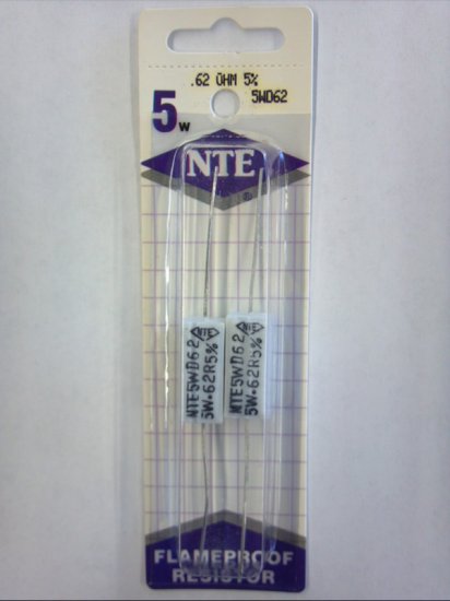 0.62 Ohm 5W Cerment Power Wirewound Resistor (2Pk) 5% Tolerance