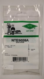 NTE5028A Zener Diode 19.0V 1/2W, DO35