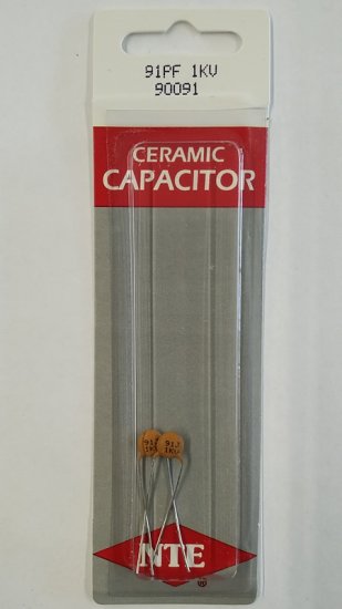 91pf/0.091nf/0.000091uf 1000V Ceramic Disc Capacitor (2Pk)