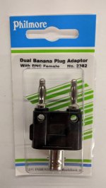 BNC Jack to Dual Banana Plugs 0.75" Center