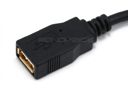 15Ft Black USB 2.0 A Male to A Female Ext. 28/24AWG Cable (Gold)