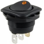 Amber 12VDC LED Round Rocker SPST On-None-Off 20A