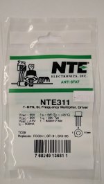 NTE311 T-NPN, Si, Frequency Multiplier, Driver, VHF/UHF