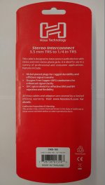 5Ft Stereo Interconnect Cable 3.5mm TRS to 1/4in TRS