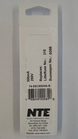 .5 Amp (500mA) S505 Ceramic Fuse (5Pk) Slow Blow 5x20mm