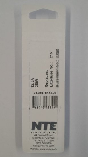 12.5 Amp (S505) Ceramic Fuse (5Pk) Slow Blow 5x20mm