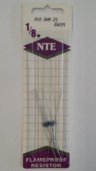 910 Ohm, 1/8W, 2% Metal Film Flameproof Resistor (6Pk)