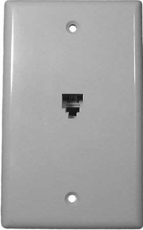 4C (6P4C) Tel Flush Mount Jack Standard Wall Plate White