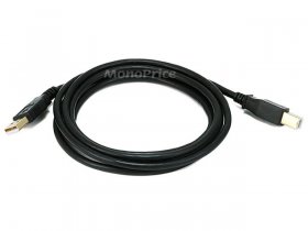 6Ft Black USB 2.0 A Male to B Male 28/24AWG Cable - (Gold)