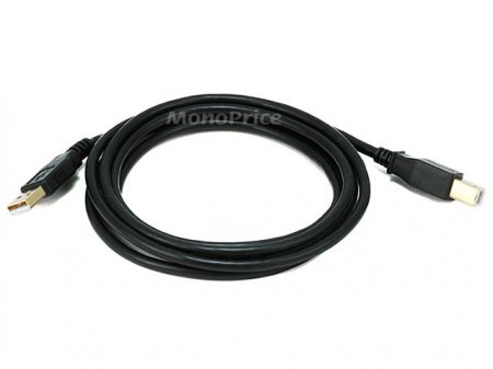 6Ft Black USB 2.0 A Male to B Male 28/24AWG Cable - (Gold)