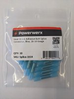 Heat Shrink Adhesive Butt Splice Connector Blue 16-14 Awg 10Pk