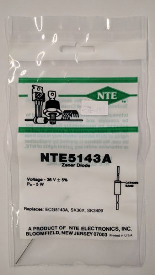 NTE5143A Zener Diode 36.0V 5W Axial Leaded