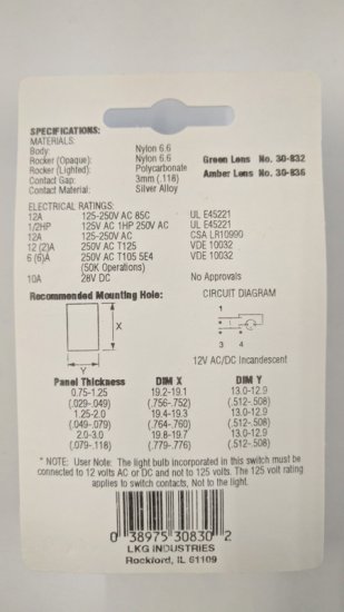 Red 12V Lighted Pushbutton Switch SPST Off-On 28V 10A