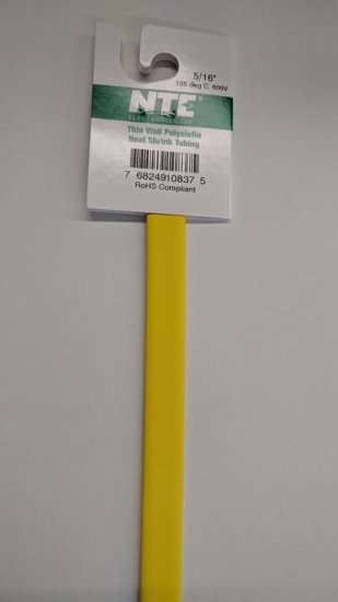 5/16" Yellow 48" Thin Wall 2:1 Polyolefin Heat Shrink Tubing