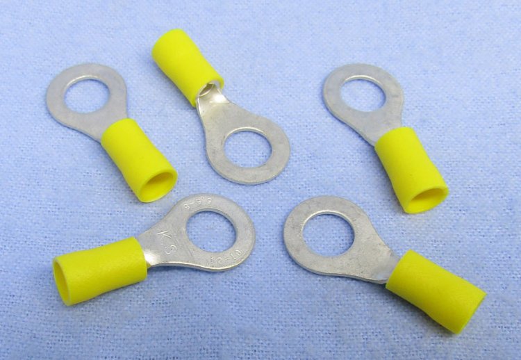 Ring Terminal Insulated 12-10Awg 5/16\" Stud (5Pk) Yellow Vinyl