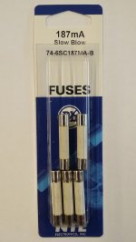 0.187 Amp (187mA) MDA Ceramic Fuse (5Pk) Slow Blow 6x30mm NTE