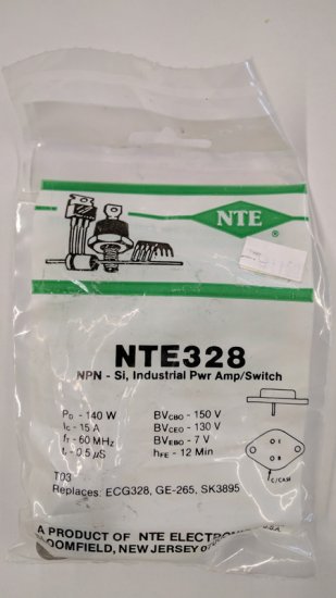 NTE328 T-NPN, Si, Industrial Power Amp/Switch