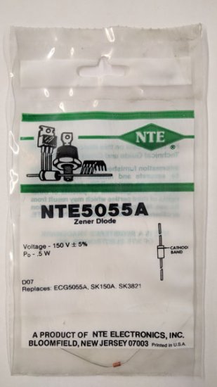 NTE5055A Zener Diode 150.0V 1/2W, DO35